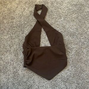 Brown Women's Halter Crop Top